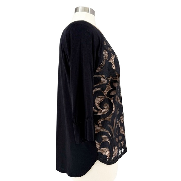 ANTHROPOLOGIE DOLAN Lace Front Knit Top L - Picture 4 of 7